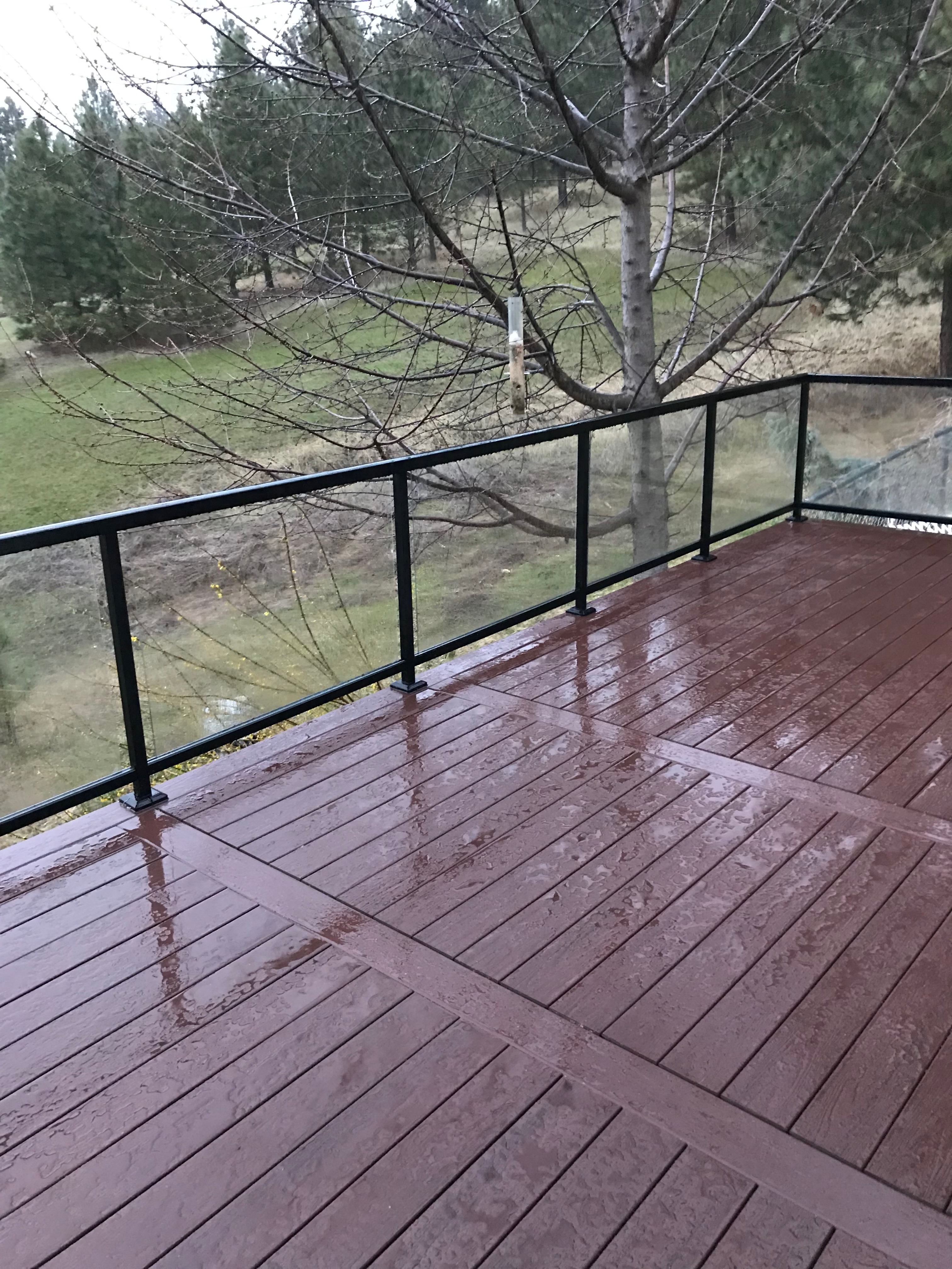 Composite Deck with Glass Railing — Spokane County photo